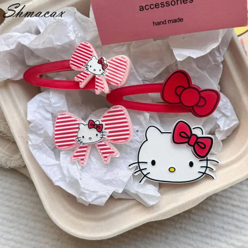 Roztomilý hellokitty luk klip klip karikatúry sladký vlasový účes pre ženy dievčatá všestranný bočný klip módne vlasové doplnky darčeky