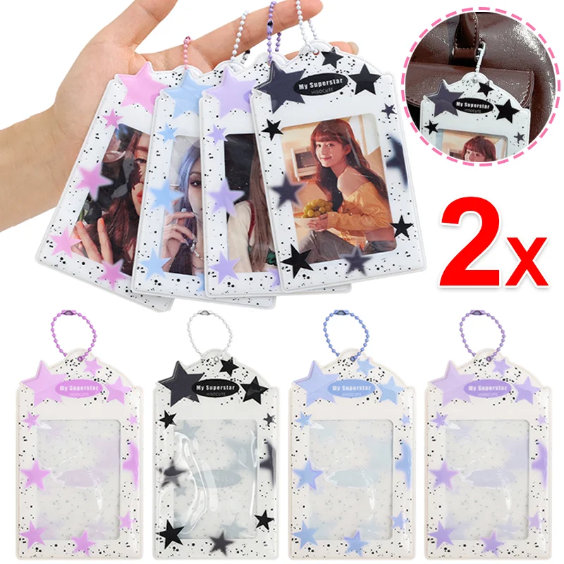 Roztomilý hviezdny PVC priehľadný držiak na fotografické karty pre idol KPOP Game Cards Clear Display Case kawaii DIY Waterproof Ochranné rukávy