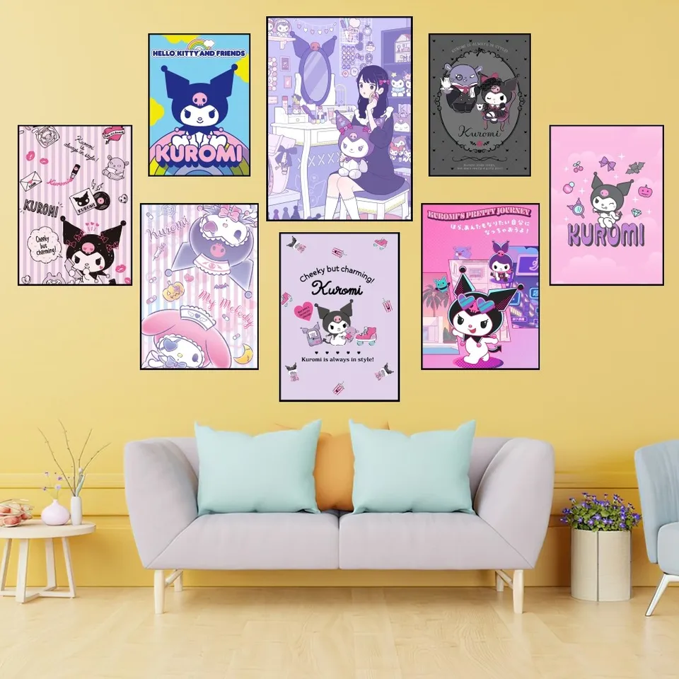 Roztomilý japonský anime kawaii kuromi plagát výtlačky nástenné maľovanie spál