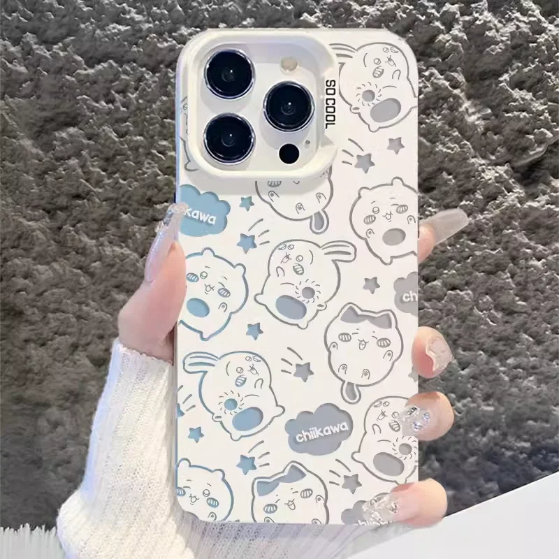 Roztomilý karikatúra anime c-chiikawas telefónny puzdro pre iPhone 16 15 14 13 12 11 pro max x xr xsmax 8 7 plus Candy Matte Shockproof Cover