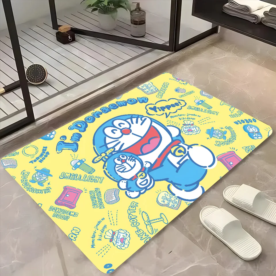 Roztomilý karikatúra anime doraemon podlahová podlaha rohožky domáci koberec noha Mat Kúpeľňa absorbentné rohože proti sklzu rohože domáce dekorácie