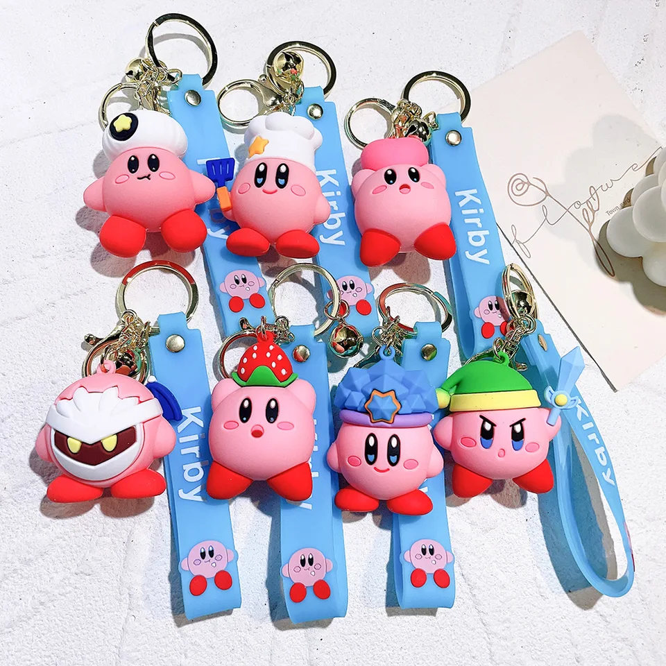 Roztomilý karikatúra anime kirby bábika Keychain roztomilý PVC Toy Keychains Mobile Auto prívesok zvierat