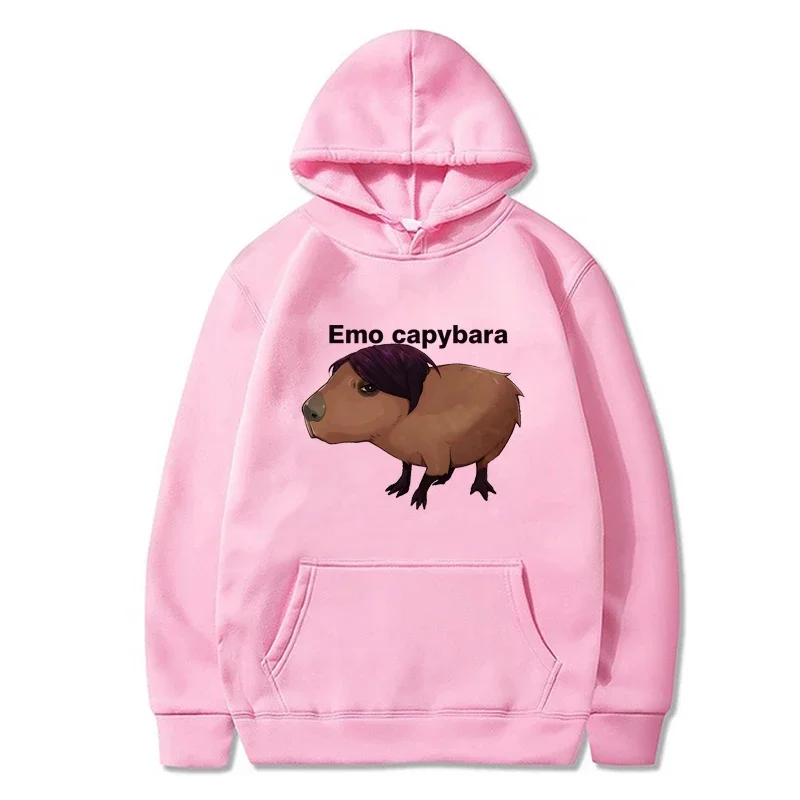 Roztomilý karikatúra Capybara tlačené ženy/mužov kapucňa Príležitostná hip hopová mikina y2k grunge pullover dlhé rukávy gotické streetwear