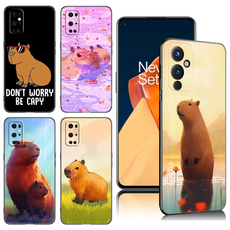 Roztomilý karikatúra Capybara čierny silikónový puzdro pre OnePlus 9 10 11 12 ACE 2V Pro 9RT 10T 10R NORD CE 2 3 LITE N10 N20 N20 5G