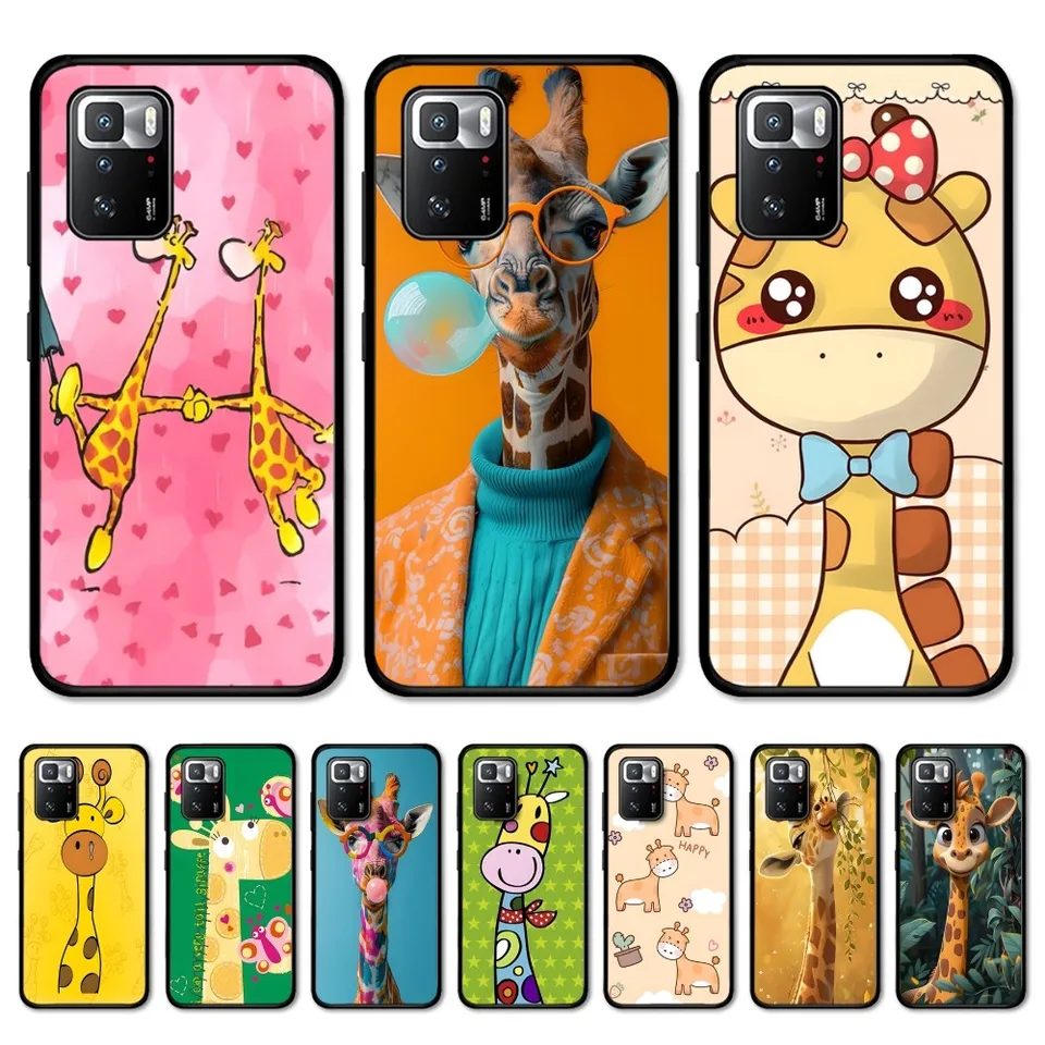Roztomilý karikatúra Giraffe telefónny puzdro pre redmi notu 4 x 5 a 6 7 8 t9 9s 10 11s 11epro POCO M3 PRO