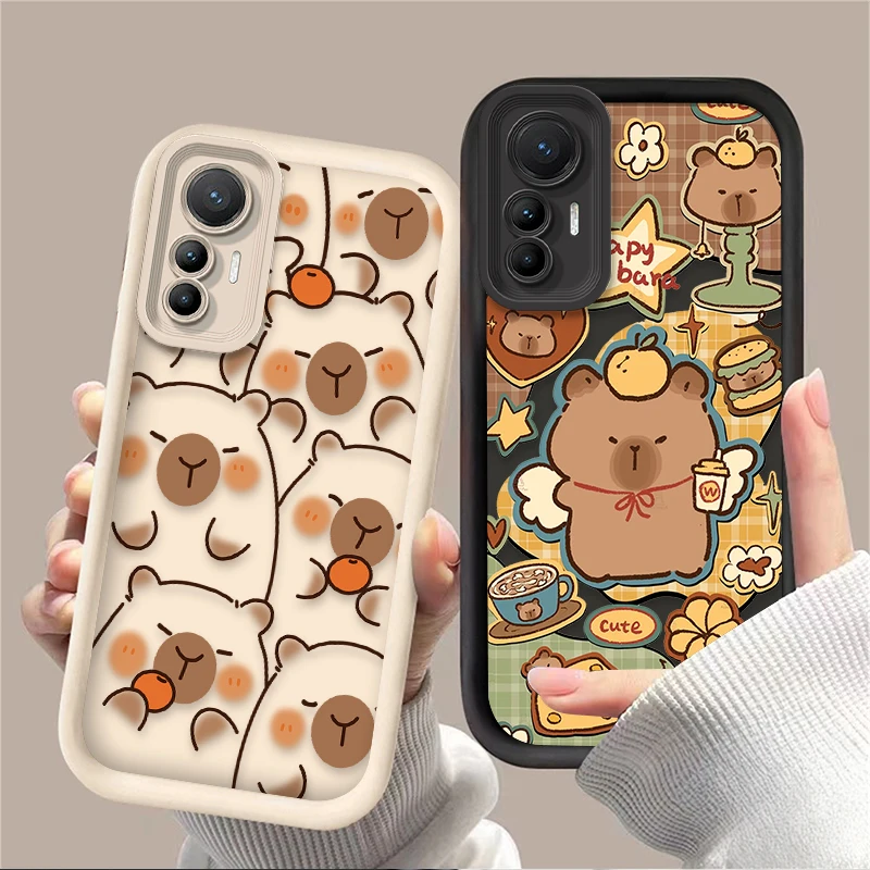 Roztomilý karikatúra hnedá kapybara puzdro pre xiaomi 13t 14t 12t 11t 13 12 11 lite 5g ne poco x6 x5 f5 f3 f3 x4 gt x3 nfc m5s c65 m6 pro