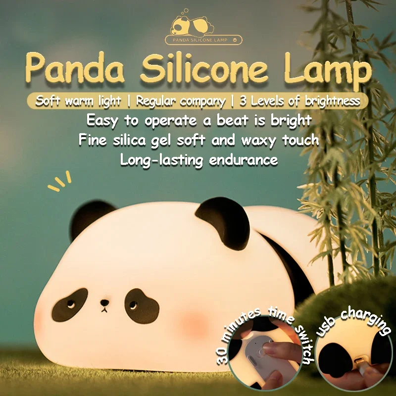 Roztomilý karikatúra LED Nočné svetlo 400 mAh dotykový senzor panda nočné svetlo silikónové detské sviatky vianočné darčeky nočné lampa dekor