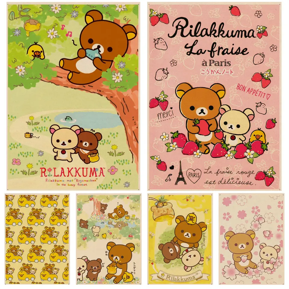 Roztomilý karikatúra Rilakkuma Movie Plagáty nástenné umenie retro plagáty pre domáce plagáty nástenné nálepky