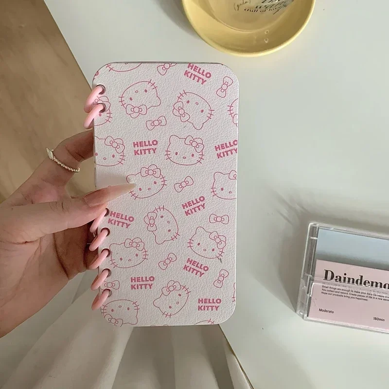 Roztomilý karikatúra Sanrio Hello Kitty Bow Notebook Puzdet pre iPhone 16 Pro 15 14 13 13 Pro Max.