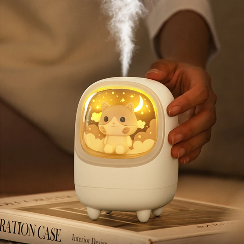 Roztomilý karikatúra USB zvlhčovač bezdrôtového ultrazvukového aromaterapie Mist Maker Fogger s LED žiarovkou Mini prenosný zvlhčovač