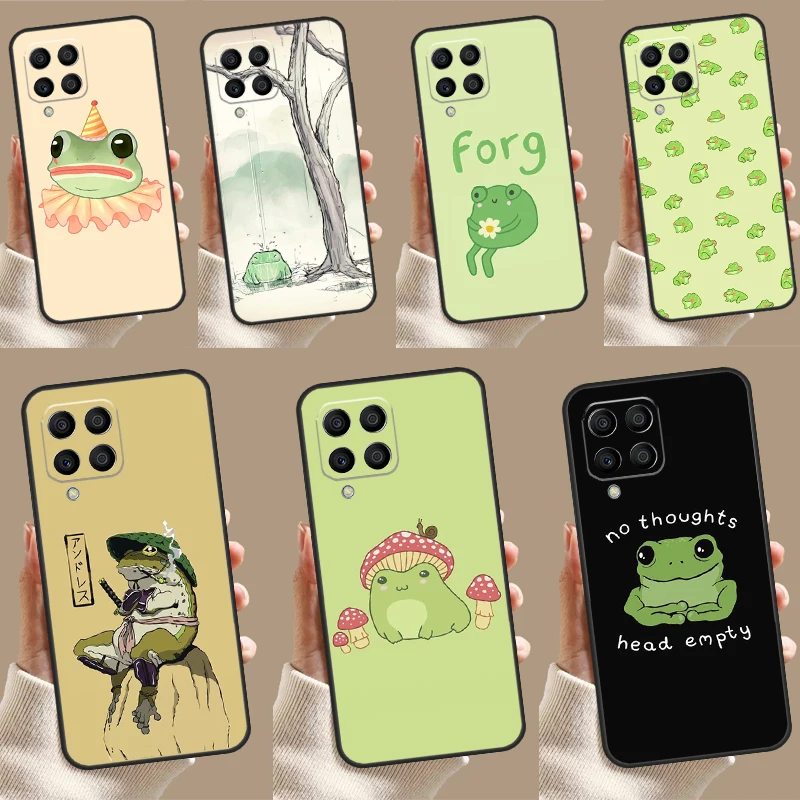 Roztomilý karikatúra žaby pre Samsung Galaxy M54 M34 M14 M12 M32 M52 M53 M33 M13 M20 M21 M51 M15 M55 M31S M30S