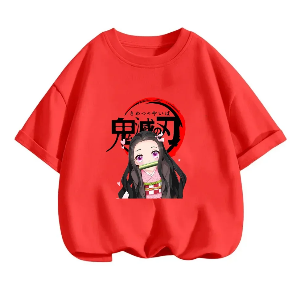 Roztomilý Kawaii Demon Slayer Q-Version T-tričká pre chlapcov dievčatá letné neformálne opotrebovanie voľných ordelných kreslených vzorov za lacné ceny
