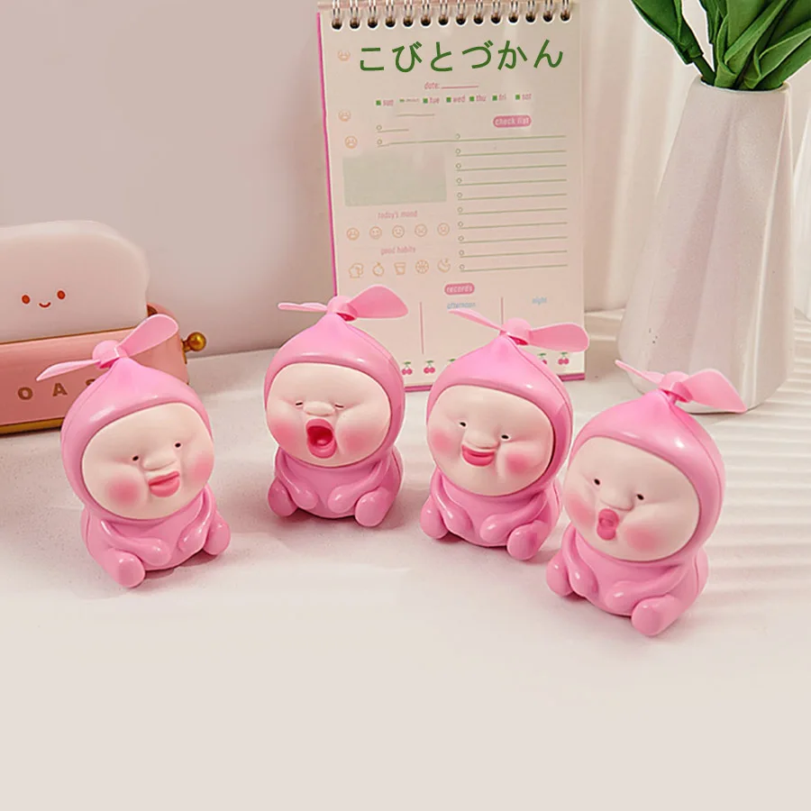 Roztomilý Kobito Doll Electric Mini Runcheld Fan USB Action Figure Figure Ozdoby Stres uvoľnenie Fidget Toy Deti letné darčeky