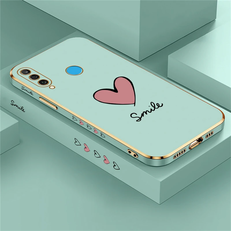 Roztomilý korean ružový láska srdcový telefón pre huawei p30 lite p20 p40 pro mate 20x 30 40 Krásny nárazový odolný voči softvéru Coque Coque