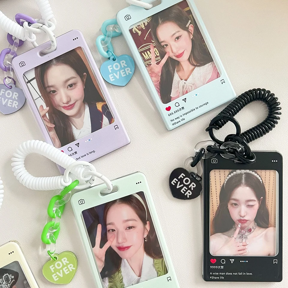 Roztomilý KPOP IDOL Photo karta držiteľ pohľadnice Ochranné puzdro autobus študent ID rukávy prívesok Keychain ins kawaii kancelárske potreby