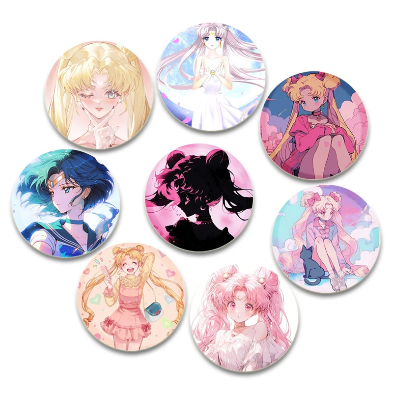 Roztomilý kreslený figúrka Tsukino Usagi Chibiusa Ami rei makoto odznak anime námorník Mesiac Broš