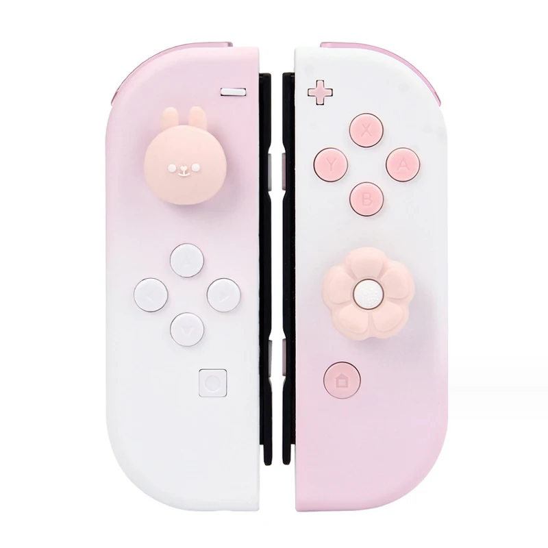 Roztomilý králičie kvetinová hra Silikone Soft Thumb Stick Grip Cap Joystick Cover pre prepínač NS OLED/Lite Joy-Con Tale