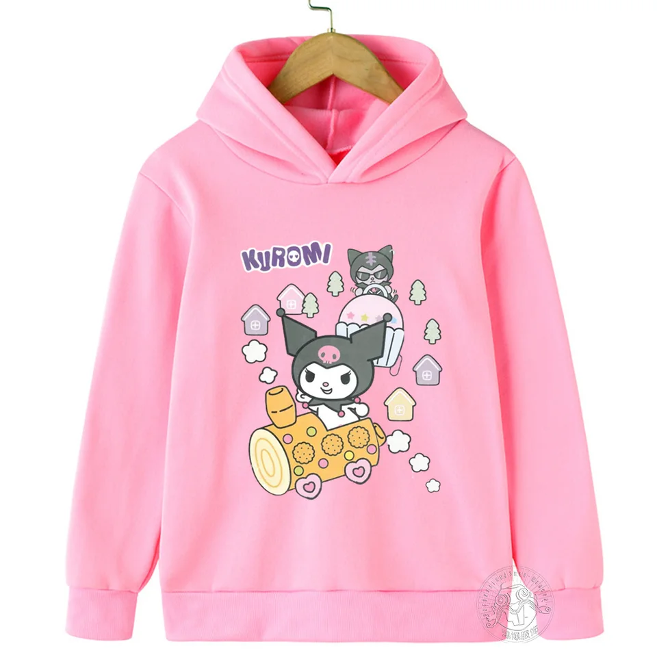 Roztomilý kuromi mikina karikatúra anime vtipná tlač mikiny dievčatá detské oblečenie chlapci oblečenie y2k zimný pullover neformálne športové kapucňa