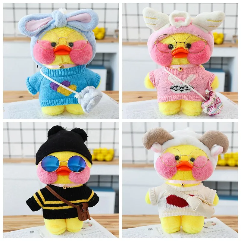 Roztomilý Lalafanfan Cafe Yellow Ducks s oblečením plnené mäkké hračky Upokojujúce hračky zvieracie bábiky vankúš pre dievčatá darčeky k narodeninám
