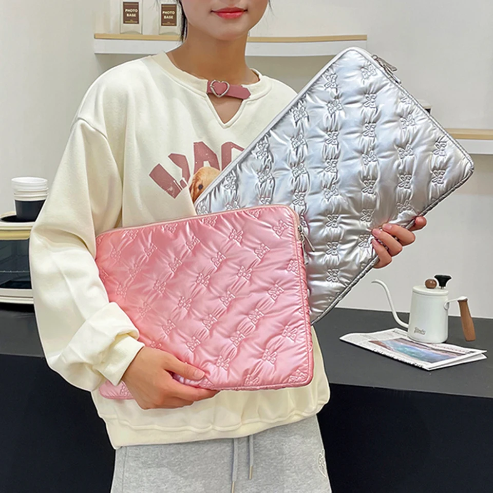 Roztomilý luk prenosný laptop rukávový puzdro s kabelkou do 15 palcov kawaii počítač chránenie puzdra prešívané prešívané tašku na mäkké prefúknutie pre MacBook