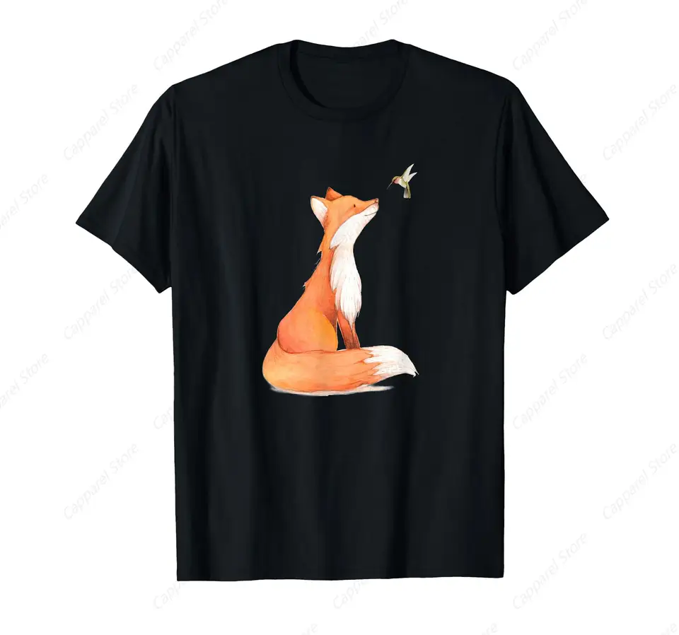Roztomilý líška a kolibrík vintage retro darček pre milenkové tričko