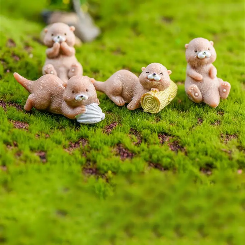 Roztomilý malý vydra figurínový koláč Toppers Dollhouse bonsai ornament zvierací model vodné psie remeslá pre domácnosť kawaii domov