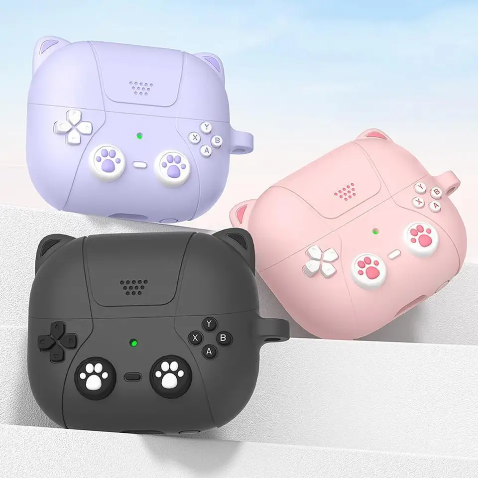 Roztomilý mačkový silikónový puzdro pre Samsung Galaxy Buds 3/3Pro Sarfón kryt proti pádu proti škrabaniu ochranný puzdro roztomilý štýl mačky