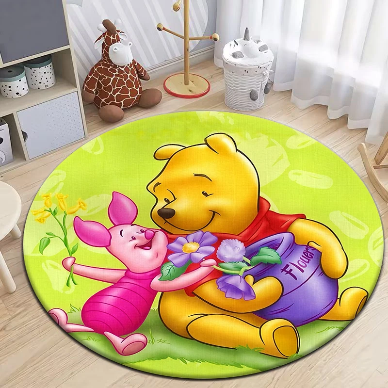 Roztomilý medvedí guľatý koberec pre koberce v obývacej izbe kempingové pikniky Matky flanel protišmyk