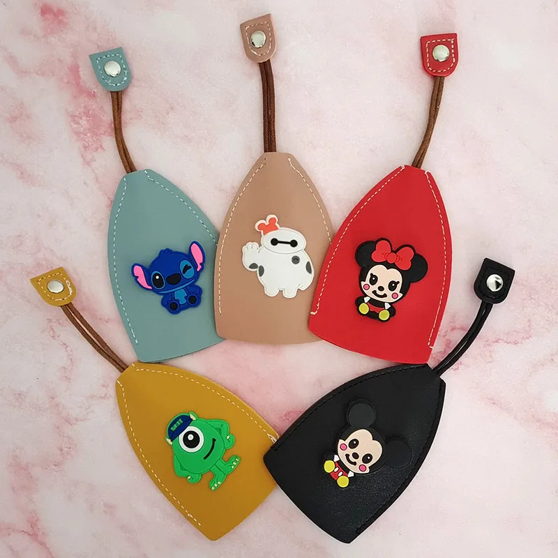 Roztomilý Mickey Minnie Stitch Pull Key Bag Pu Leather Key Peňaženky Hotografia Držiak automobilu držiak na kľúče Nové kožené kľúče vrecko