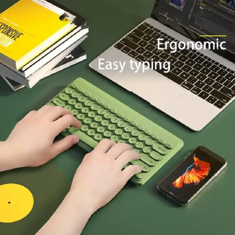 Roztomilý mini luk notebook bezdrôtová klávesnica tichá USB externá malá počítačová domáca kancelária chlapci dievčatá dievčatá