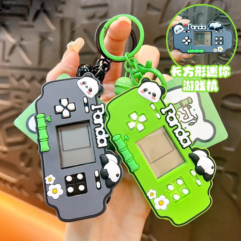 Roztomilý mini panda herná konzola Keychain Cartoon Gaming Hray Hrayring pre Kid Cool Bag Prívesky Key Chains Charm Darček