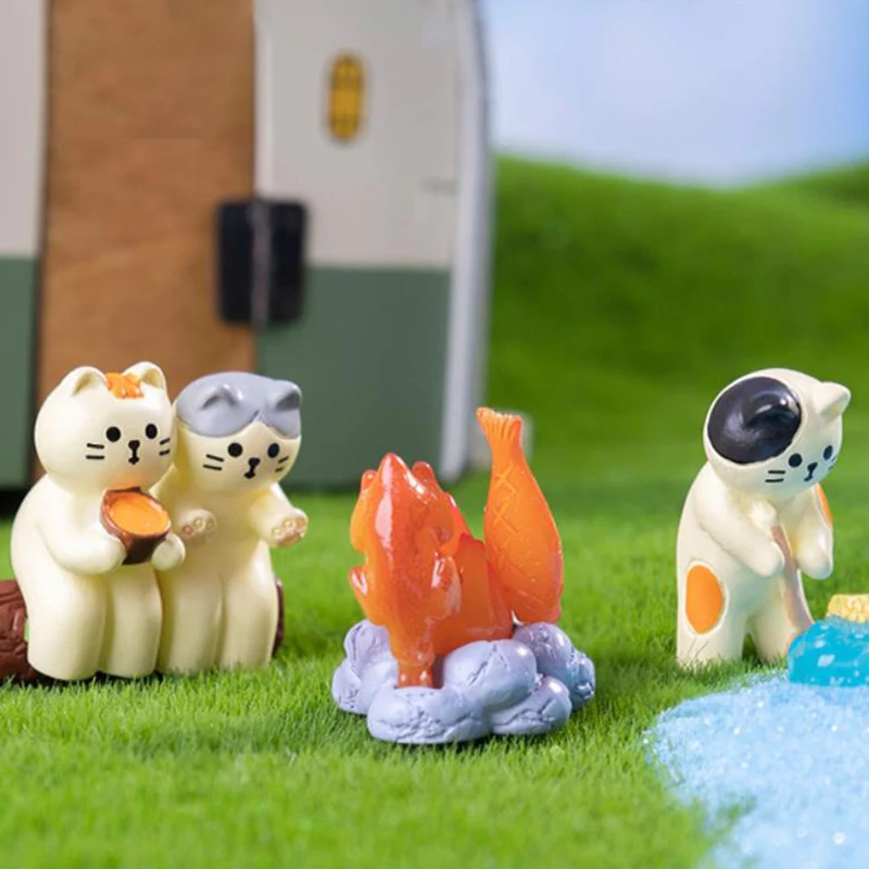 Roztomilý mini piknik japonský štýl Cat Figurins