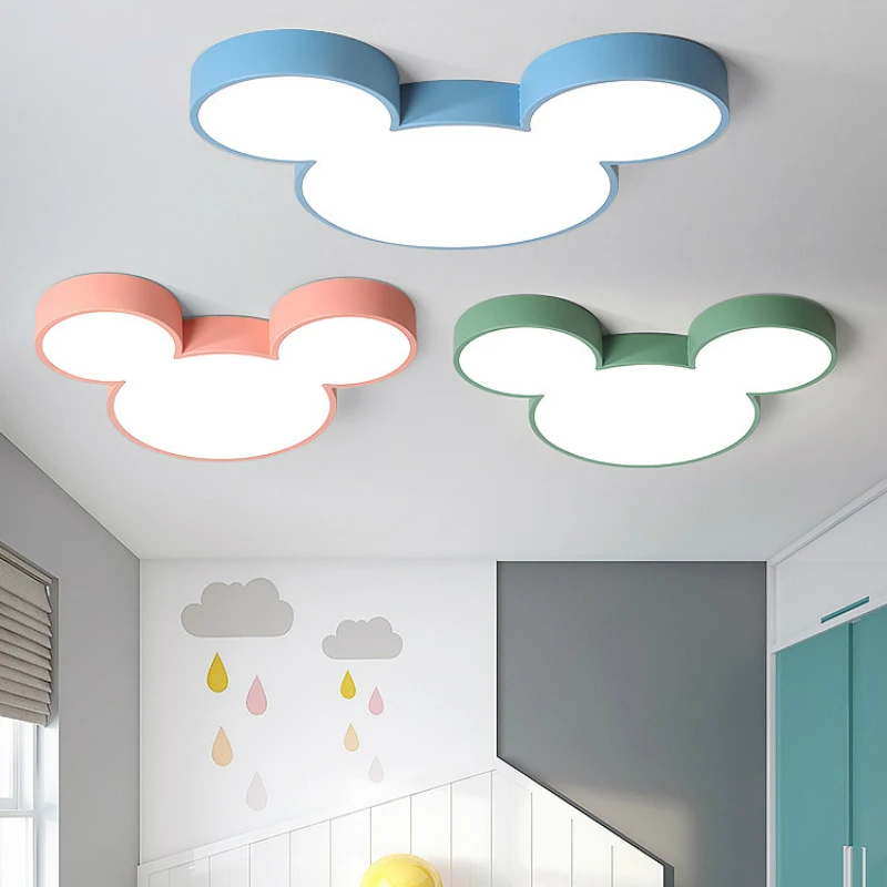 Roztomilý moderný stropný lampa LED Mickey Nordic Creative Lighting Prívrženca Living Kid Kid Kid Indoor Dramo Control Decor Macaron Light