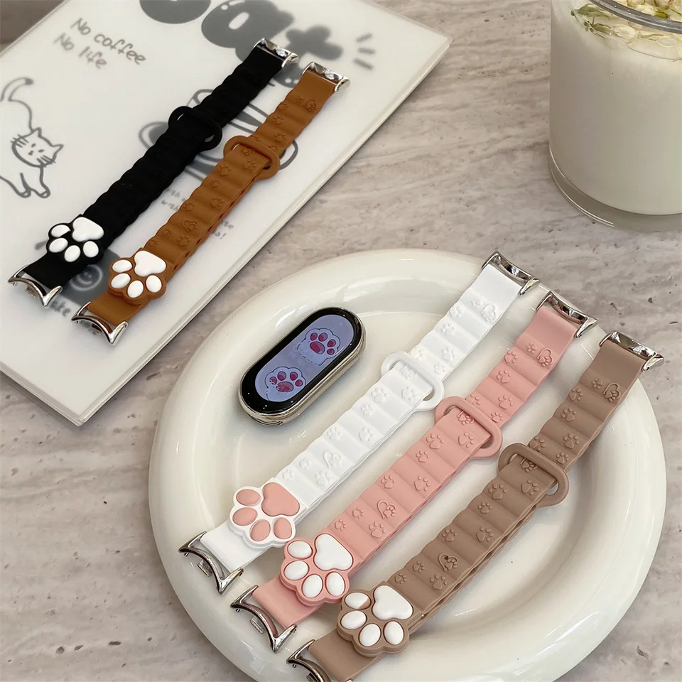 Roztomilý mäkký silikónový mačací pazúry remienok pre Xiaomi Mi Band 9 8 7 6 5 4 3 Smartwatch Band pre Mi Band 8 Pro Sport náramok s náramkom