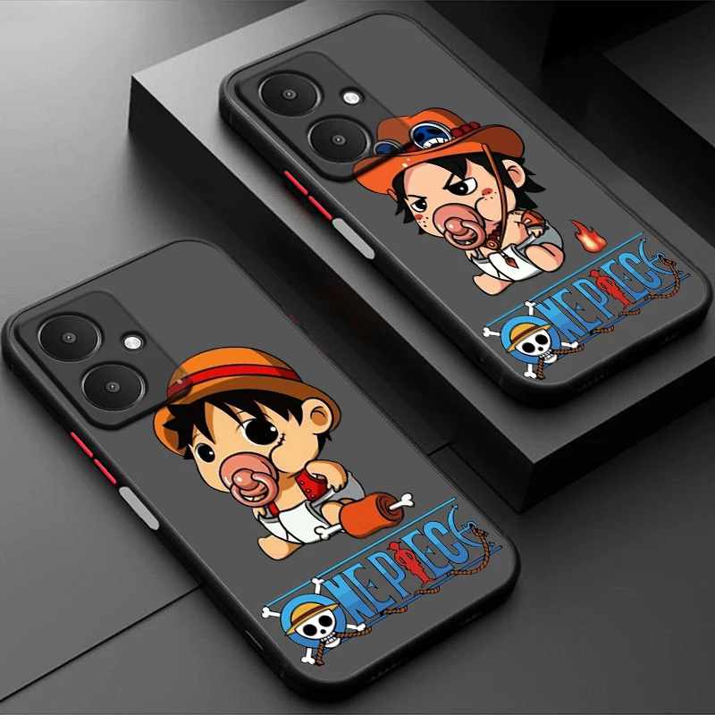 Roztomilý O-One P-Piece Luffy Cover pre Xiaomi POCO M6 M5 M4 M3 F5 F4 F3 F2 X5 X4 X3 C55 C51 C50 Pro Frosted Palief Puzdro
