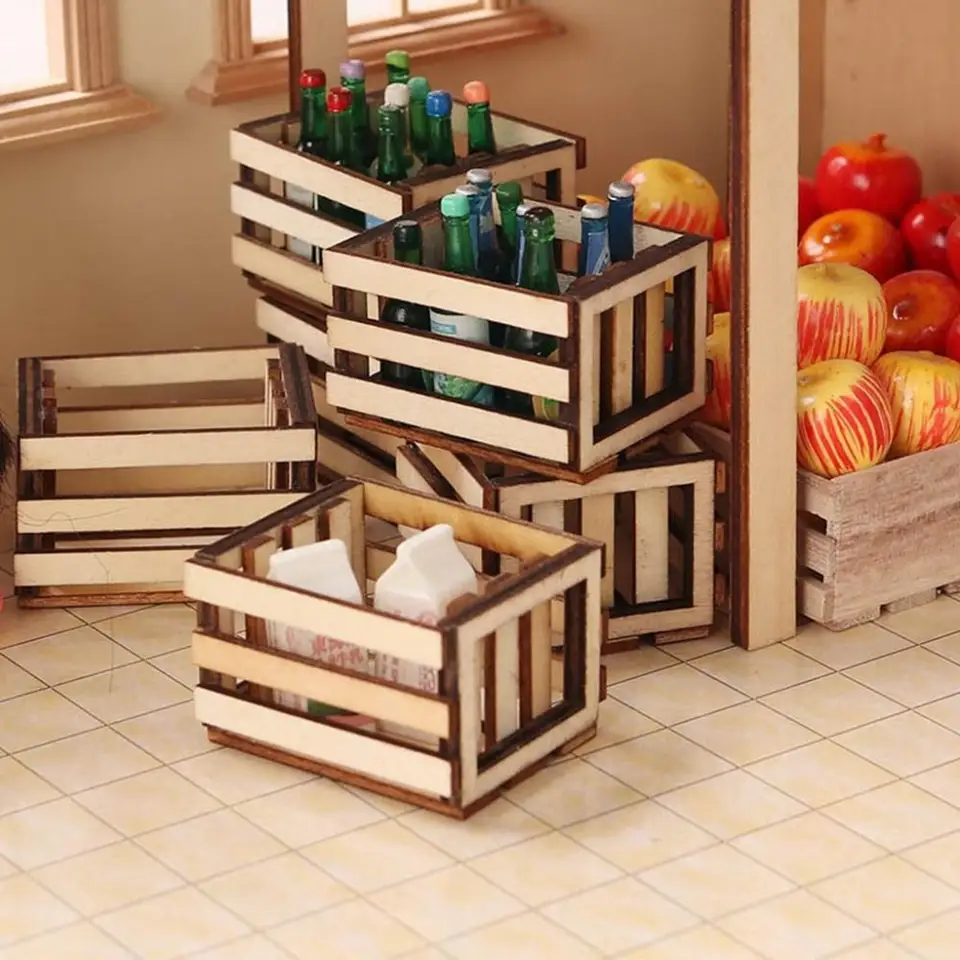 Roztomilý originálny život scény ručne tkaný kôš pre deti darček Mini Dollouh Supplies bjd dekor miniatúrny malý úložný kôš