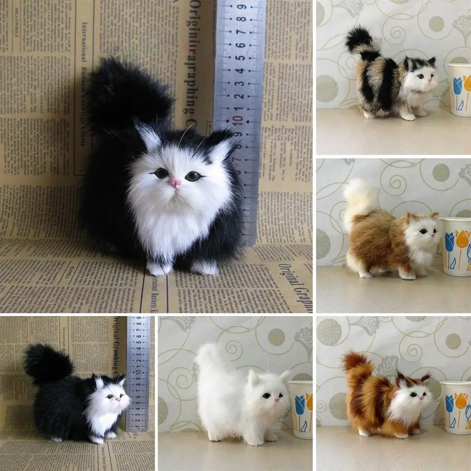 Roztomilý ornament faux kožušinová hračka mačiatko pre doll plush Cat Model