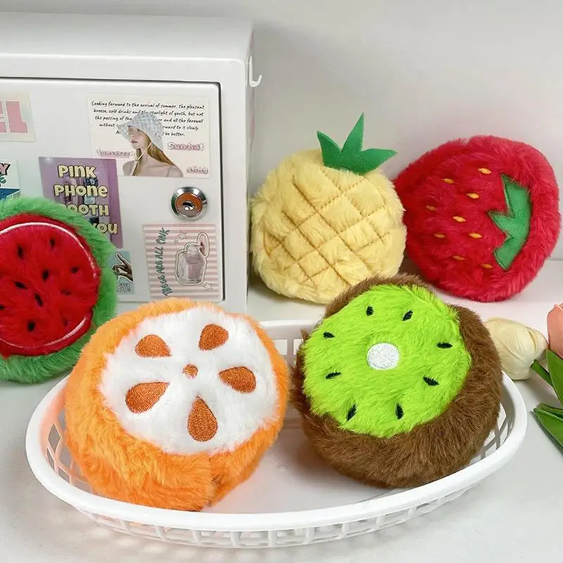 Roztomilý ovocný tvar plyšová minca kabelka vodný melón ananás oranžová jahodová kabelka vrecko Keychain vreckové detské vrecko na mince peňaženka