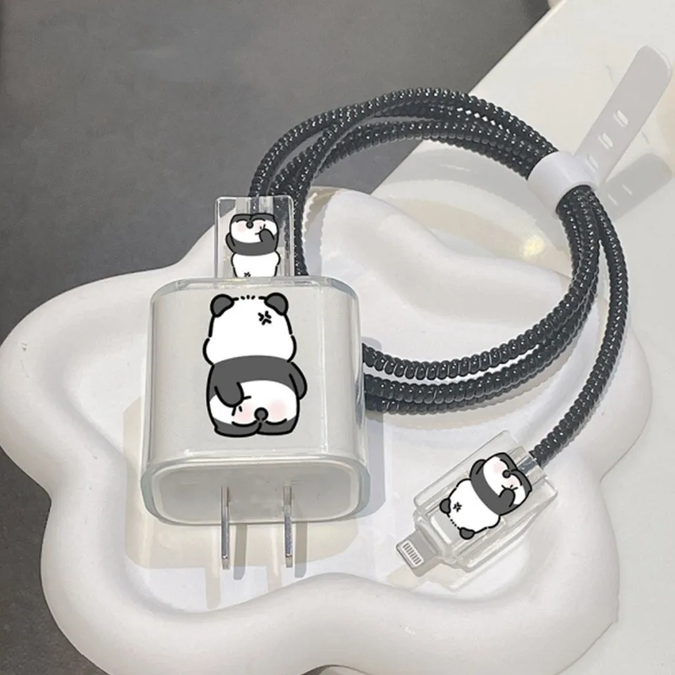 Roztomilý Panda 5ks nabíjanie dátových káblov ochranca navíjacích príslušenstiev pre ochranný kryt nabíjačke iPhone 18/20W