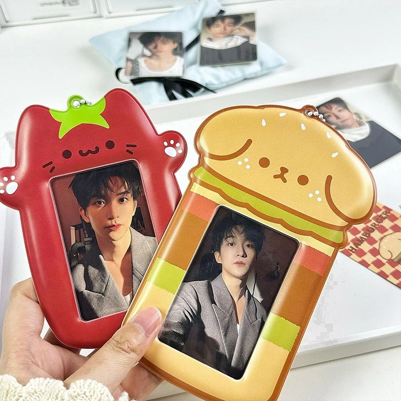 Roztomilý paradajkový kPOP Photocard držiteľ idol Fotografie Ochranné rukávy ID kreditnej karty Držiteľ držiaka vrecka Pendant School Pedations
