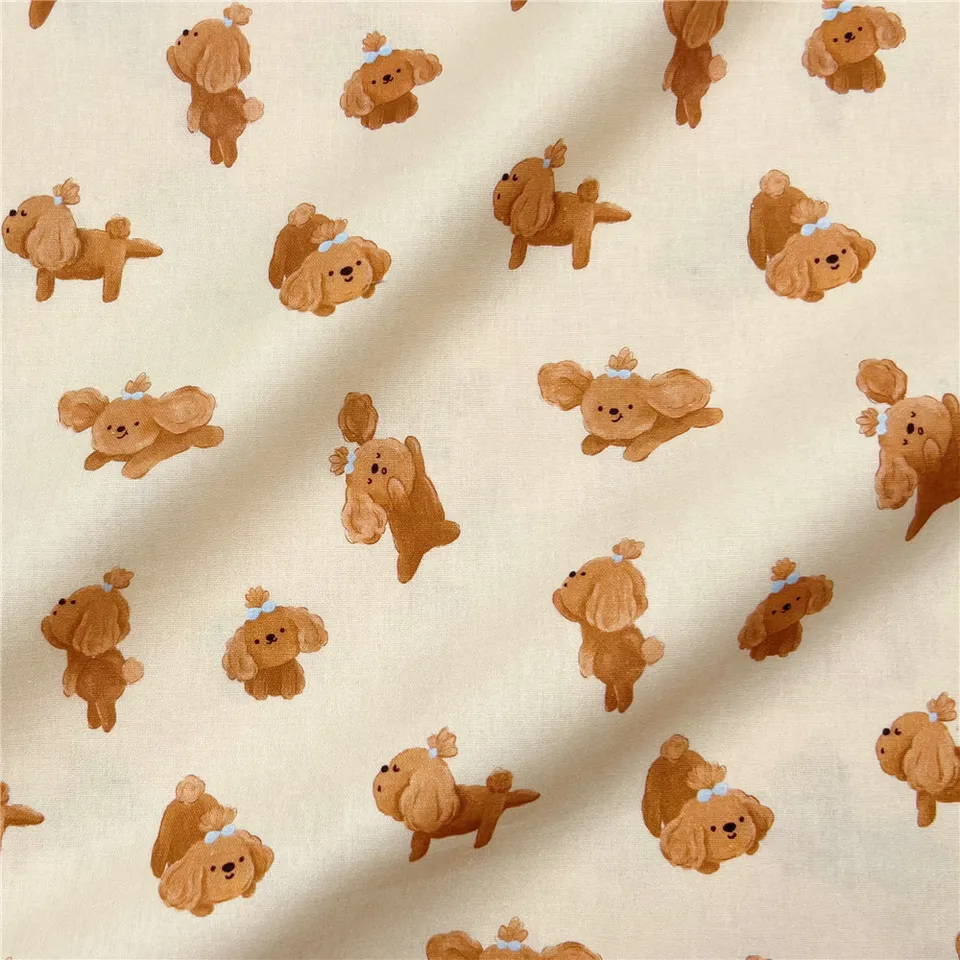 Roztomilý pedáový pes bavlnená čistá látka kvet DIY karikatúra sukňa kniha bunda Patchwork ručne vyrábaný odev bavlna