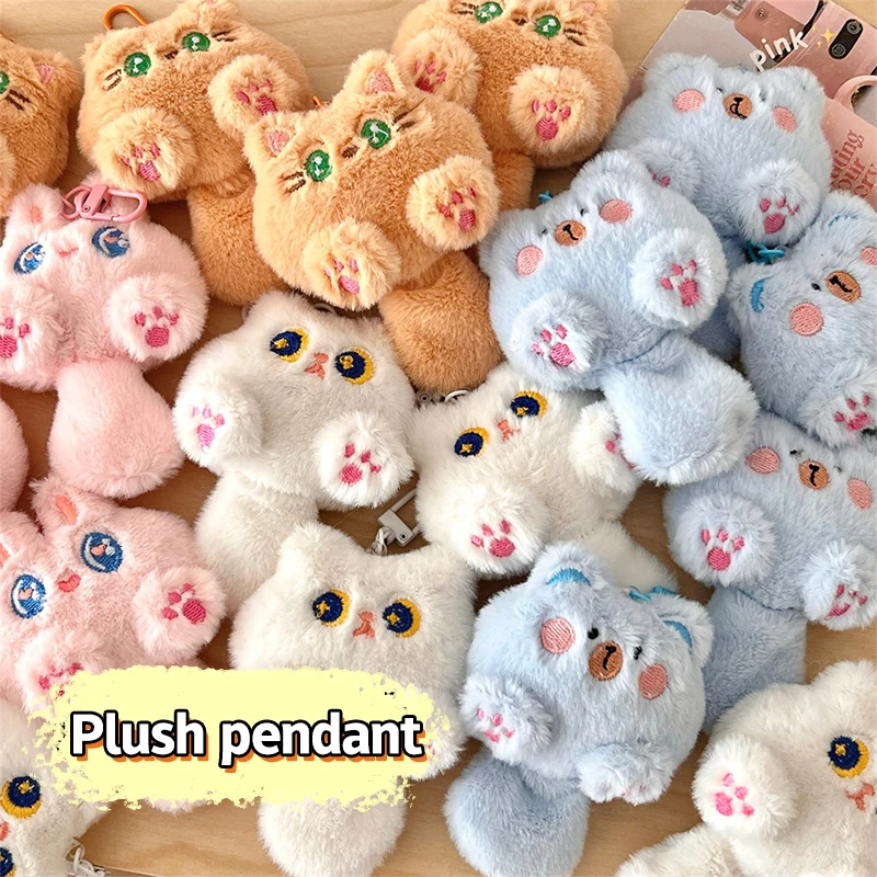 Roztomilý plyšový dlhý chvost mačka Keychain kawaii Cartoon Doll Hray Bag s príveskom kľúča kľúča Keyring doplnky pre ženy páry dievčat