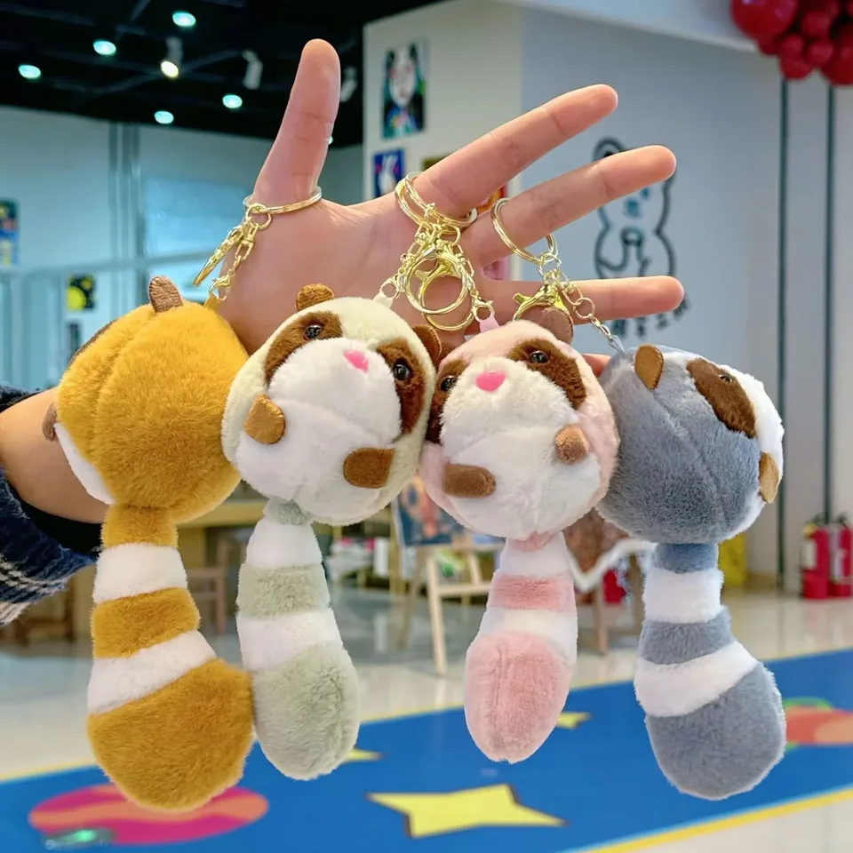 Roztomilý plyšový mývala kľúče roztomilý batoh kawaii roztomilý malý veveričky plyšové hračky Kľúčenky dekory pre deti darčeky