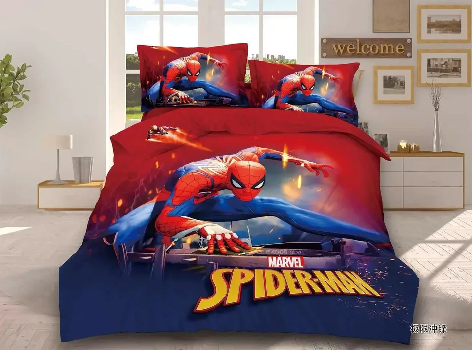 Roztomilý posteľná obliečka Avengers Set Princezná elsa mcqueen autá Spiderman tlačená obliečka s jednou dvojitou dievčatkou