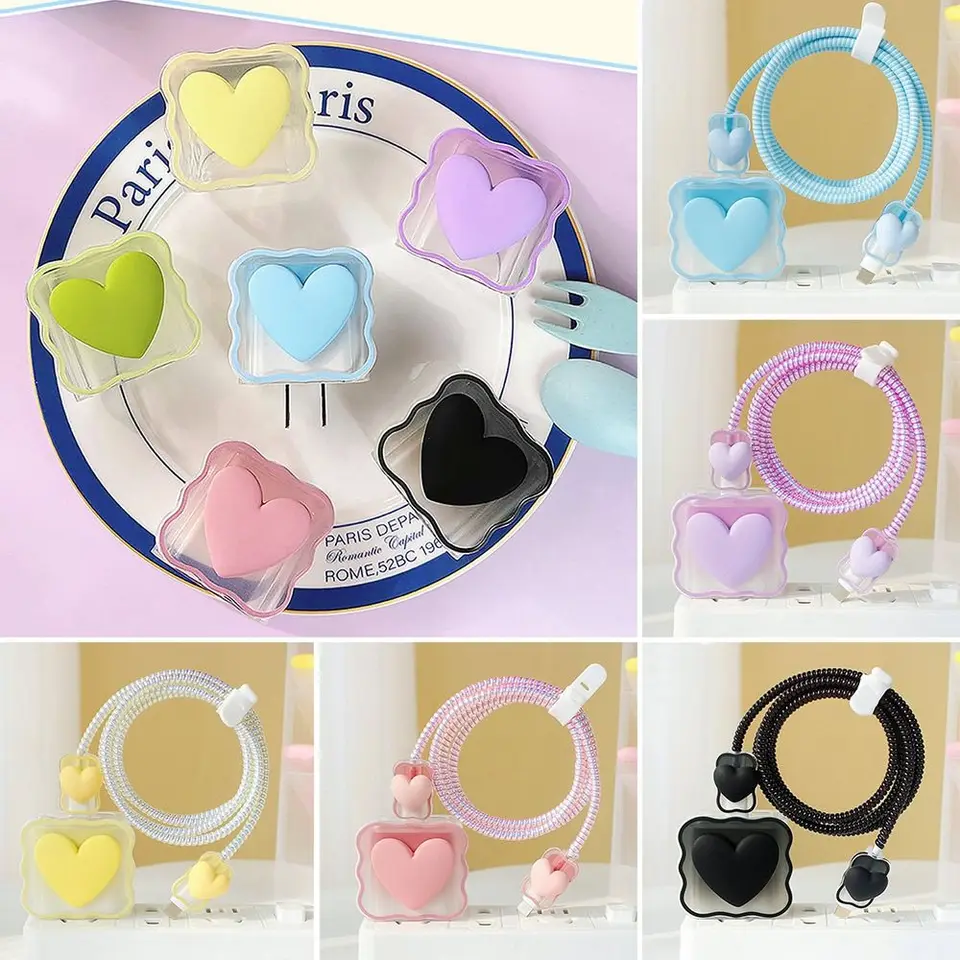 Roztomilý postupný priehľadný nabíjací kábel chránič puzdra na nabíjanie bezpečnej ochrany zástrčky USB Ochrana pre iPhone 18/20W