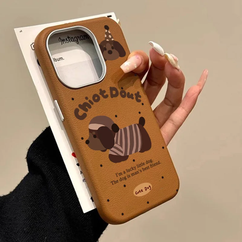 Roztomilý puzdro pre kožu pre psa pre Xiaomi POCO F6 X6 X5 X3 F5 M6 PRO 4G MI 11 LITE 5G NE 13T PRO SOCKOPPORPOPT MATTE BUMPER COPLE