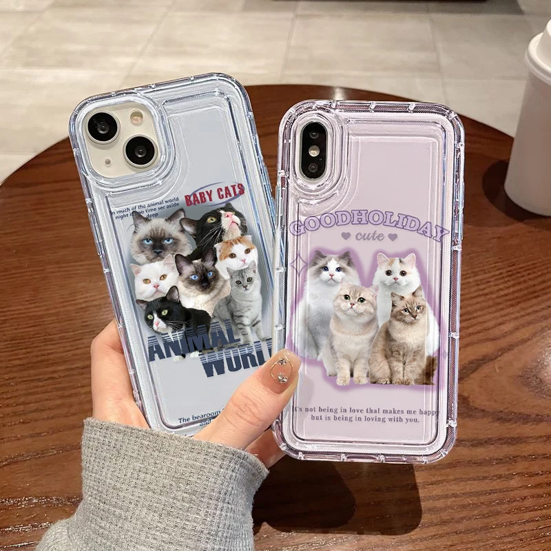 Roztomilý puzdro pre mačku pre Samsung A54 5G A53 A52S 5G A51 A34 A33 A32 A24 A23 A13 S24 S23 Ultra S22 Plus S21 S20 FE Soft TPU Clear Cover TPU Clear Cover TPU
