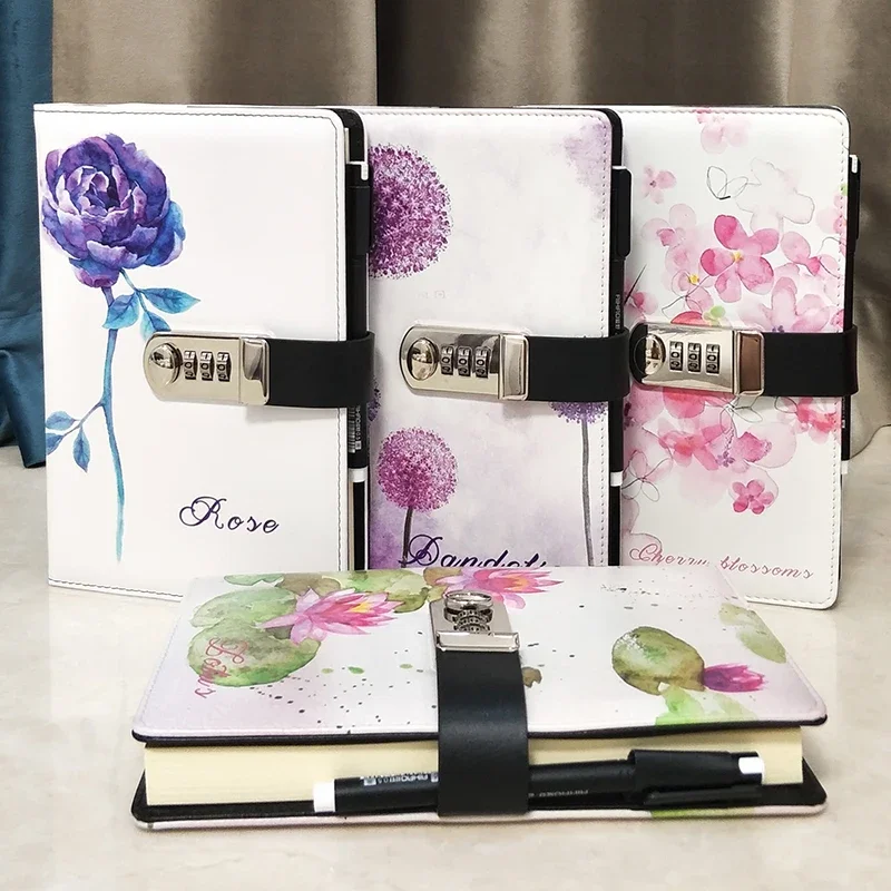 Roztomilý púpový denník s kódom blokovanie blokády Poznámkový blok Girls Heslo kniha roztomilé husté časopisy Notebooks