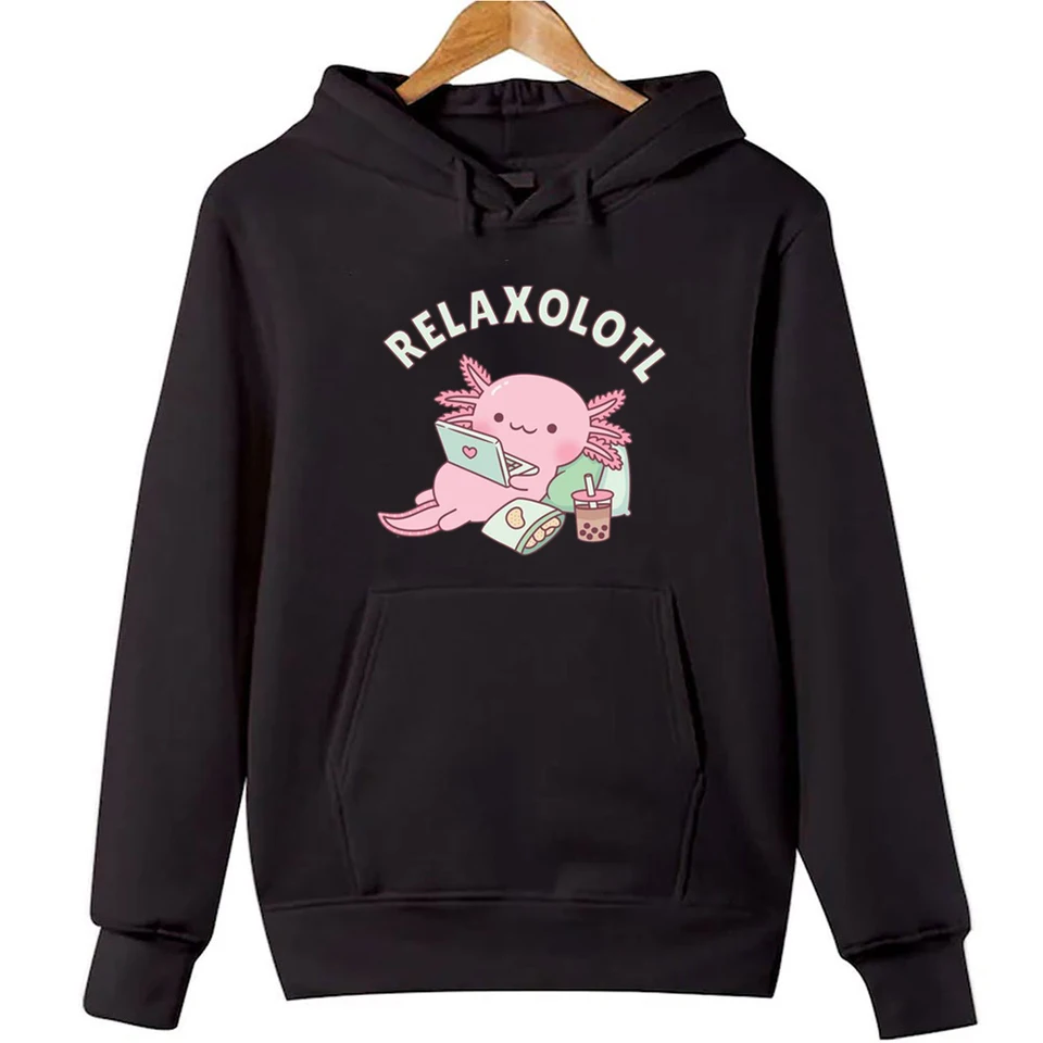 Roztomilý relax Veľa axolotl mikozierová karikatúra vtipná grafická mikina y2k oblečenie zimné pullover mikiny dievčatá oblečenie anime mikiny