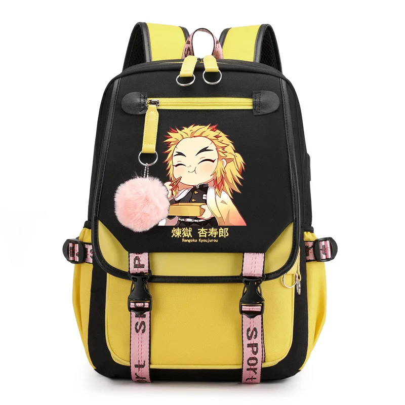 Roztomilý rengoku Kyoujurou batoh módy Príležitostná ulica anime batoh vysokokvalitný USB anime rengoku Kyoujurou batoh